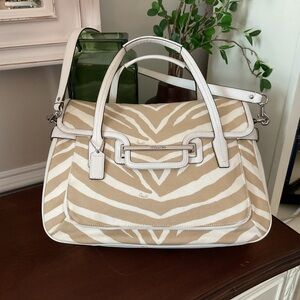 Coach White and Tan Zebra Print Bag